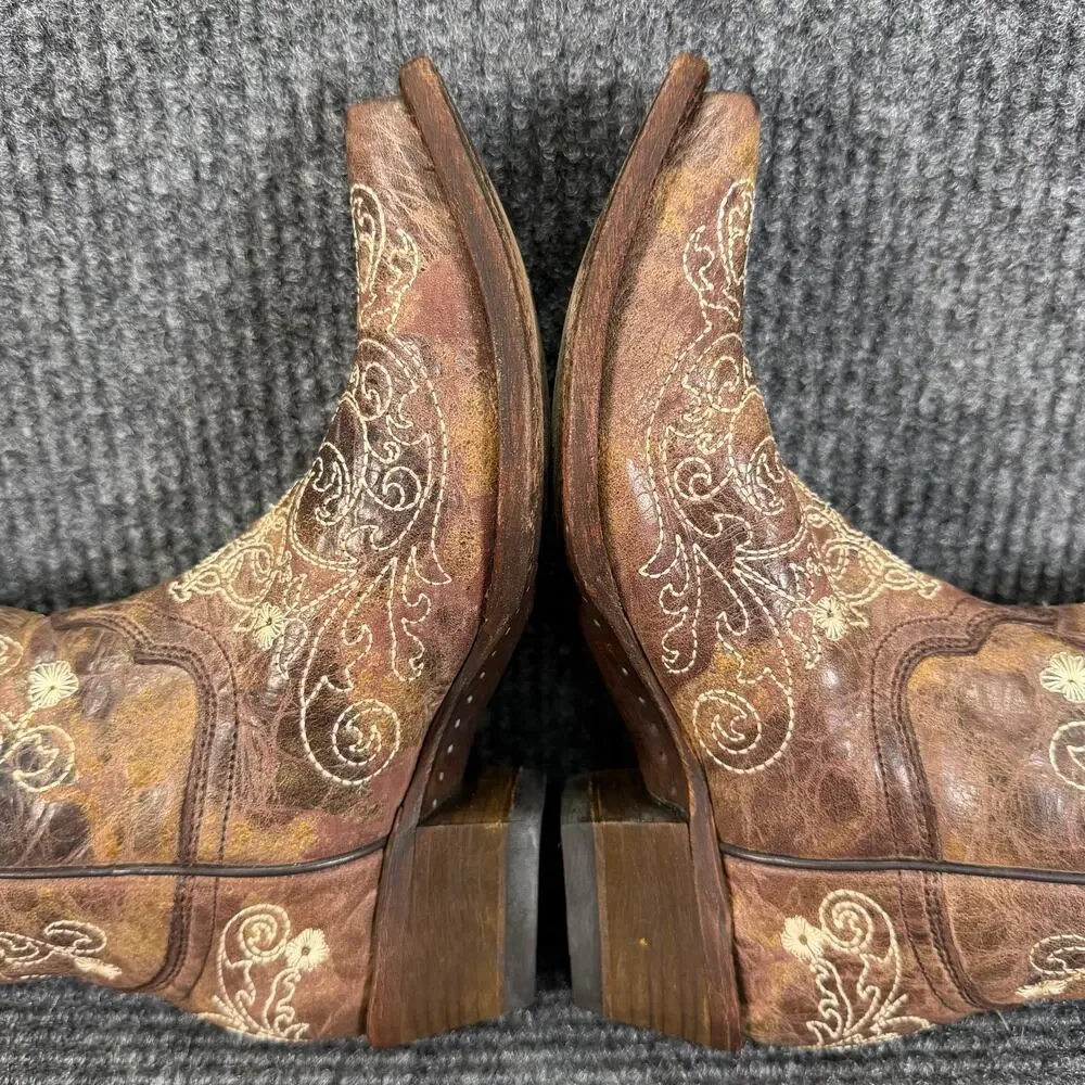 Corral Teens 2.5T Western Cowboy Boots Brown Embroidered Fits Women's 4.5